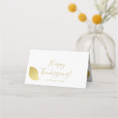 Elegant, minimaal goudherfst leder - Thanksgiving Plaatskaartje (Voorkant)