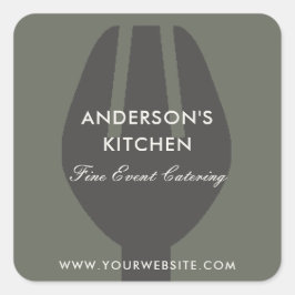 ELEGANT MINIMAAL GRAY BLACK FORK CHEF CATERING VIERKANTE STICKER