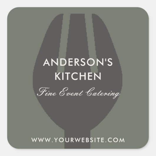 ELEGANT MINIMAAL GRAY BLACK FORK CHEF CATERING VIERKANTE STICKER (Voorkant)