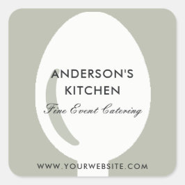 ELEGANT MINIMAAL GRAY WHITE SPOON CHEF CATERING VIERKANTE STICKER