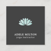Elegant minimaal grijs blauw Lotus Icon Yoga Vierkante Visitekaartje (Voorkant)