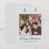 Elegant minimaal grijs kerstWenskaart Feestdagenkaart (Voorkant / Achterkant)