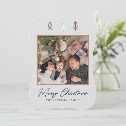 Elegant minimaal grijs kerstWenskaart Feestdagenkaart (Staand voorkant)