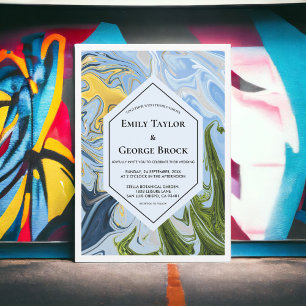 Elegant minimaal groen geel Abstract huwelijk Kaart