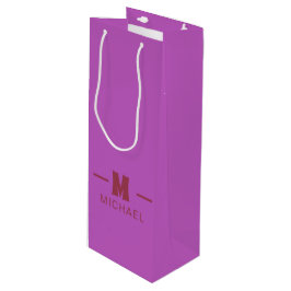 Elegant Minimaal Hot Pink en Rood Monogram Ontwerp Wijn Cadeautas