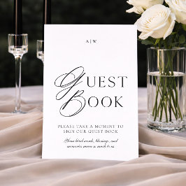 Elegant Minimaal Huwelijksgastenboek Bord Kaart