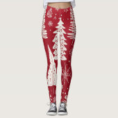 Elegant minimaal kerstboom vakantie patroon leggings (Voorkant)
