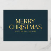 Elegant Minimaal Kerstfeest Bedrijfs Goud Navy Folie Feestdagenkaart (Voorkant)