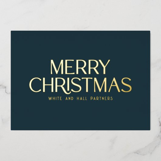 Elegant Minimaal Kerstfeest Bedrijfs Goud Navy Folie Feestdagenkaart (Voorkant)