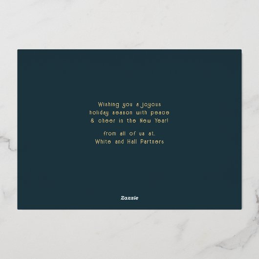 Elegant Minimaal Kerstfeest Bedrijfs Goud Navy Folie Feestdagenkaart (Achterkant)