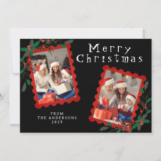 Elegant Minimaal Kerstfeest | Modern Familiefoto Feestdagenkaart