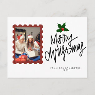 Elegant Minimaal Kerstmis Modern Familiefoto Feestdagenkaart
