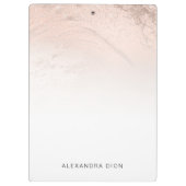 Elegant minimaal kopergoud roos glitter marmer klembord (Achterkant)