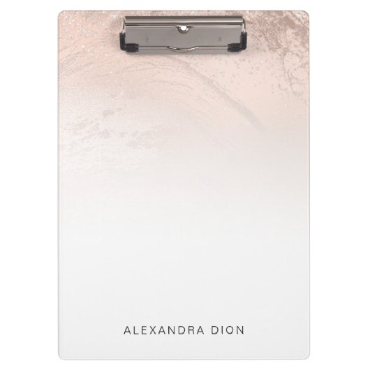 Elegant minimaal kopergoud roos glitter marmer klembord (Voorkant)