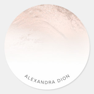 Elegant minimaal kopergoud roos glitter marmer ronde sticker