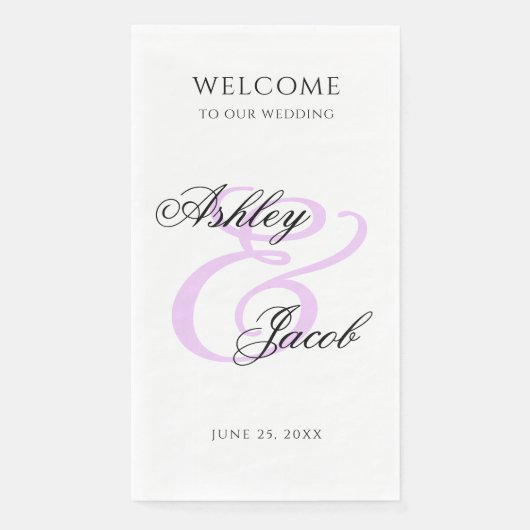 Elegant Minimaal Lichtpaars Aangepaste Naam Bruilo Servet (Voorkant)