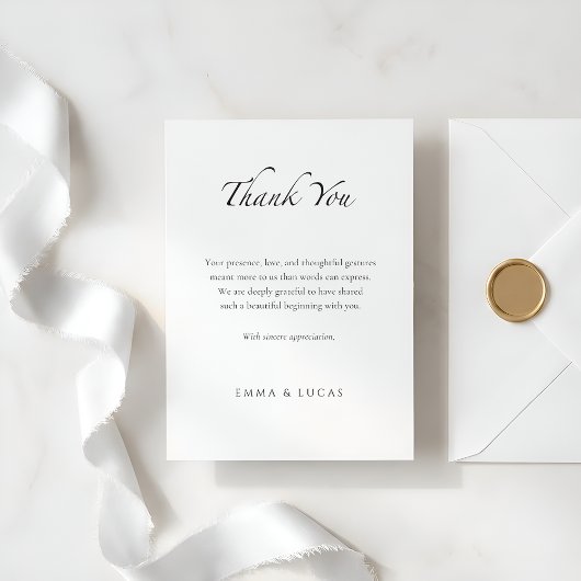Elegant Minimaal | Luxe Zwart & Wit Bedankkaart