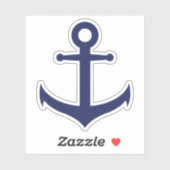 Elegant minimaal marineblauw anker sticker (Vel)
