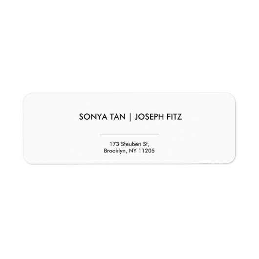Elegant minimaal modern huwelijksretourlabel etiket (Voorkant)