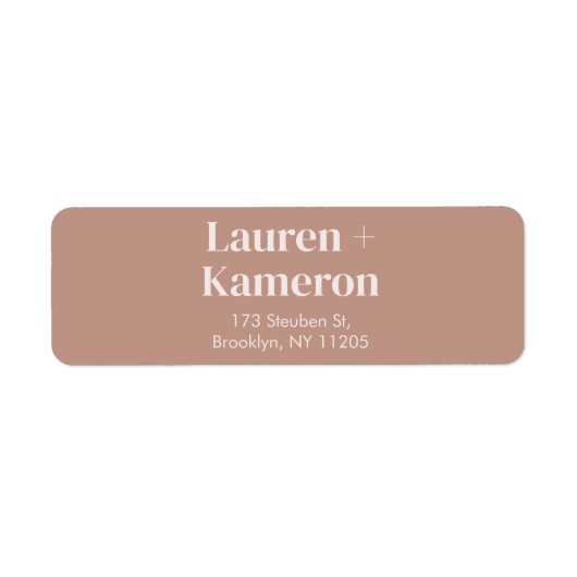 Elegant minimaal modern huwelijksretourlabel etiket (Voorkant)