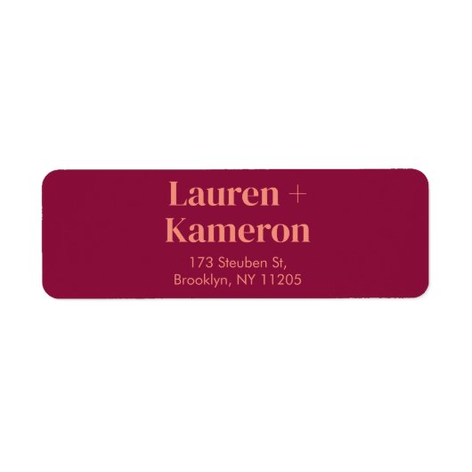 Elegant minimaal modern huwelijksretourlabel etiket (Voorkant)