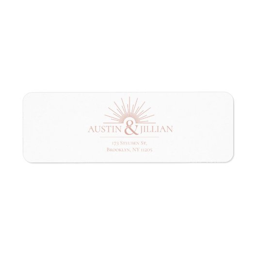 Elegant minimaal modern huwelijksretourlabel etiket (Voorkant)