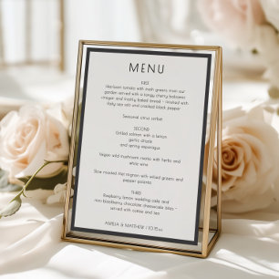 Elegant Minimaal Modern Wit Eenvoudig Huwelijksdin Menu
