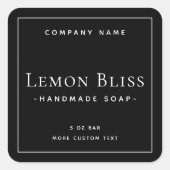 Elegant minimaal modern zwart vierkant etiket (Voorkant)