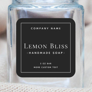 Elegant minimaal modern zwart vierkant etiket