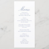 Elegant Minimaal Monogram Blauwe Bruiloft Menu (Voorkant)