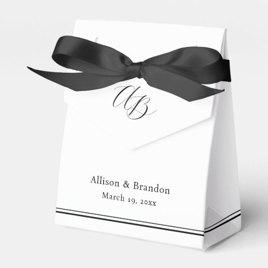 Elegant Minimaal Monogram Custom Trouwen Bedankdoosjes (Voorkant Zijde)