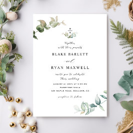 Elegant minimaal monogram groen bruiloft kaart
