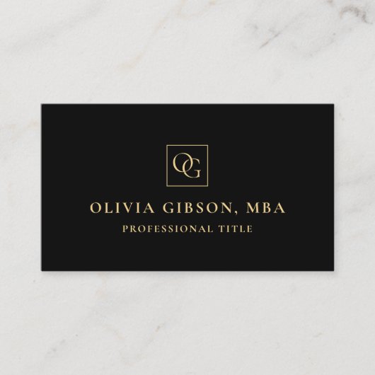 Elegant Minimaal Monogram Logo OG Professional Visitekaartje (Voorkant)