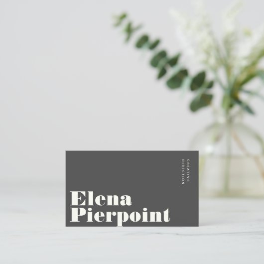 Elegant minimaal monogram modern grijs visitekaartje (Staand voorkant)