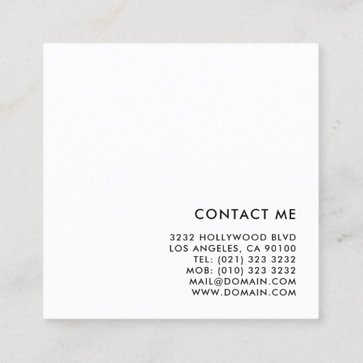 Elegant minimaal monogram vierkante visitekaartje (Achterkant)