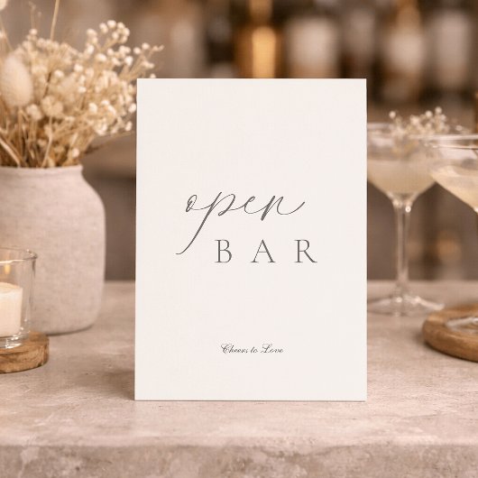 Elegant Minimaal Open Bar Huwelijksbord Kaart