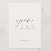 Elegant Minimaal Open Bar Huwelijksbord Kaart (Voorkant)