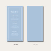 Elegant Minimaal Poederblauw Menu