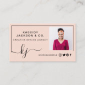 Elegant Minimaal Professioneel Fotoscript Monogram Visitekaartje (Voorkant)