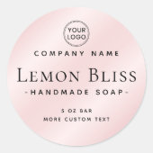 Elegant minimaal rond lichtroze etiket (Voorkant)