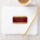 Elegant Minimaal Rood & Faux Goud Kerstlabel Etiket (Insitu)