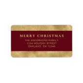 Elegant Minimaal Rood & Faux Goud Kerstlabel Etiket (Voorkant)