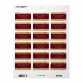 Elegant Minimaal Rood & Faux Goud Kerstlabel Etiket (Full Sheet)