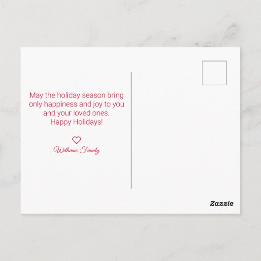 Elegant minimaal rood script 4 foto's vakantie briefkaart (Achterkant)