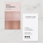 ELEGANT MINIMAAL ROOS GOLD BLUSH PINK COPPER STRIP VISITEKAARTJE (Voorkant / Achterkant)