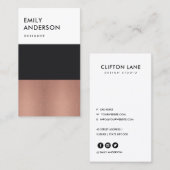 ELEGANT MINIMAAL ROOS GOLD COPPER BLACK STRIPS VISITEKAARTJE (Voorkant / Achterkant)