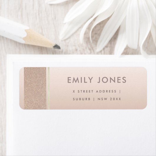 ELEGANT MINIMAAL ROOS GOLD SHIMMER ADRES ETIKET (Insitu)