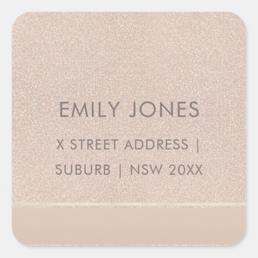 ELEGANT MINIMAAL ROOS GOLD SHIMMER ADRES VIERKANTE STICKER (Voorkant)