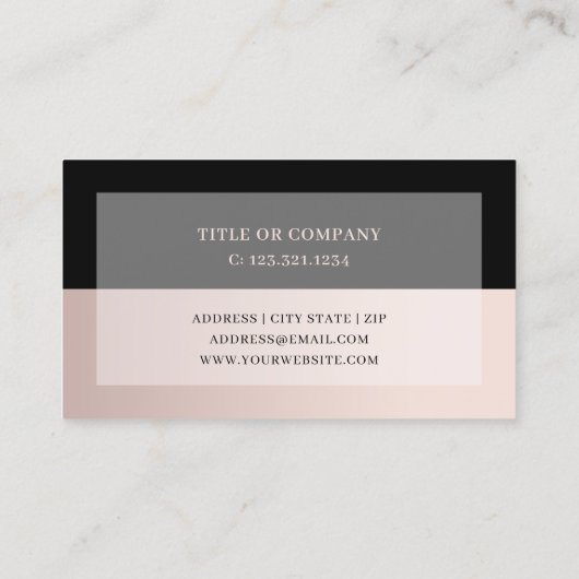 Elegant minimaal roos goud en zwart consultant visitekaartje (Achterkant)