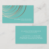 Elegant minimaal roos goud geometrisch blauwgroen visitekaartje (Voorkant / Achterkant)